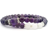 Amethyst Double Wrap Beaded Bracelet with Quartz & Silver Findings