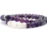 Amethyst Double Wrap Beaded Bracelet with Quartz & Silver Findings