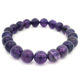 A+ Color & Clarity Amethyst Beaded Bracelet - 9-10 mm Round