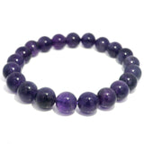 A+ Color & Clarity Amethyst Beaded Bracelet - 9-10 mm Round