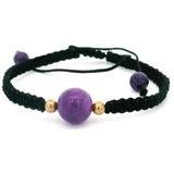 10mm Round Bead on Woven Adjustable Bracelet