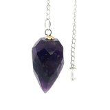 Chevron Amethyst Faceted Droplet Gemstone Pendulum