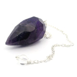 Chevron Amethyst Faceted Droplet Gemstone Pendulum