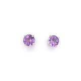 Faceted Prong Set Precious Gemstone in Rhodium Vermeil 925 Sterling Silver