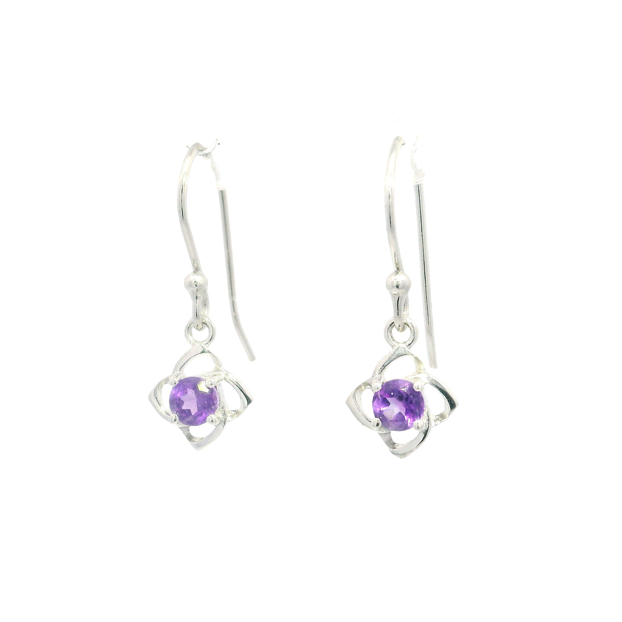 Faceted Amethyst Prong Set Dangle Earrings