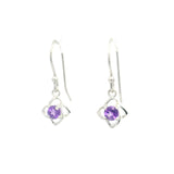 Faceted Amethyst Prong Set Dangle Earrings