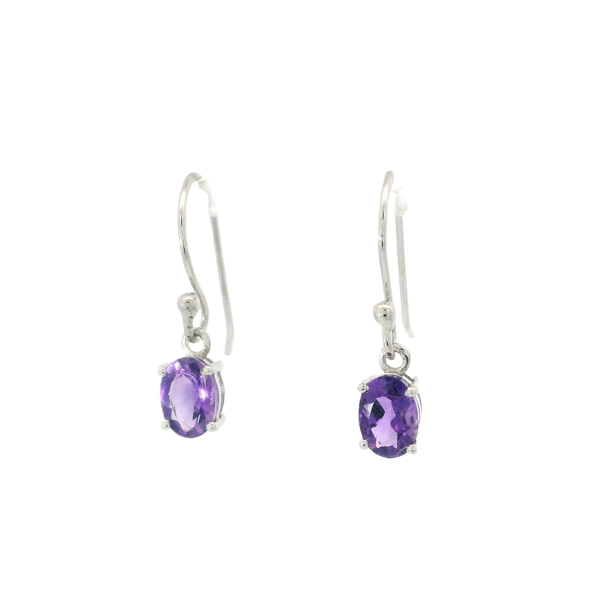 Faceted Amethyst Prong Set Dangle Earrings