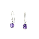 Faceted Amethyst Prong Set Dangle Earrings