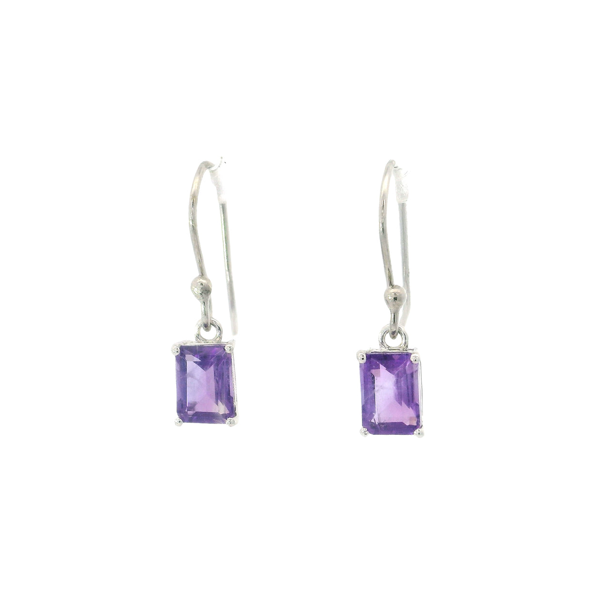 Faceted Amethyst Prong Set Dangle Earrings