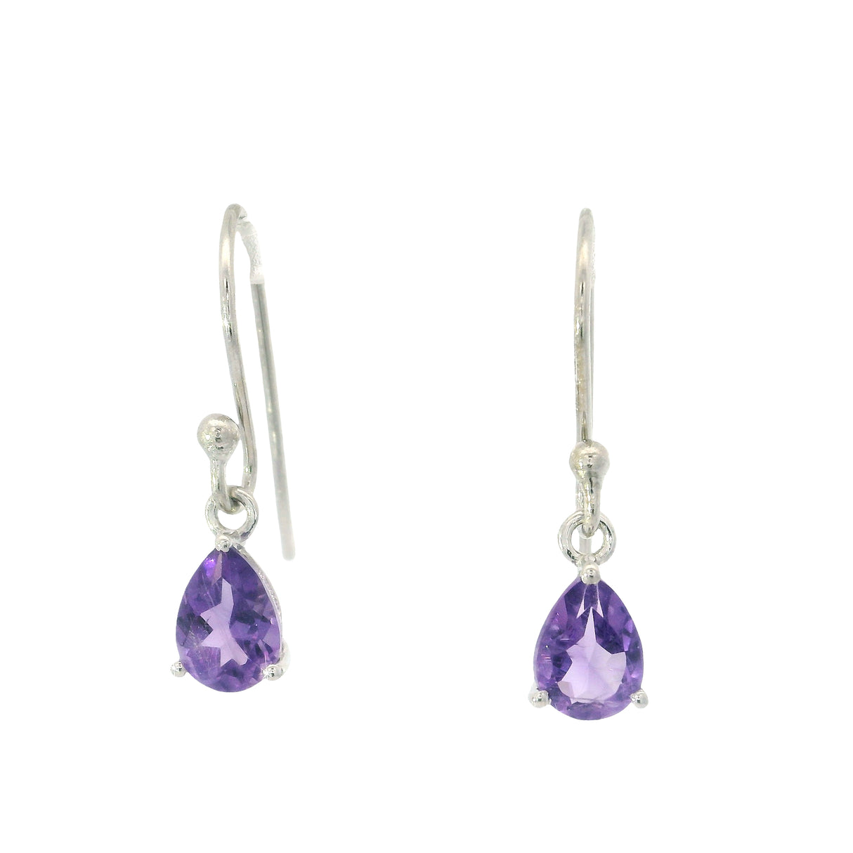 Faceted Amethyst Prong Set Dangle Earrings