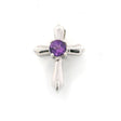 Faceted purple amethyst prong-set in a sterling silver hilt-design cross pendant