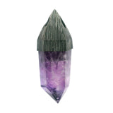 Polished Amethyst Point Pendant Bezel Set in Oxidized 925 Sterling Silver Pointed Bail with Diamond Cut-Out - Crystal Home