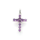 Cabochon Gemstone Cross Pendant - 10 Rounds Prong Set