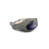 Faceted Amethyst Ring on Ball Oxidized 925 Sterling Silver Band Design
