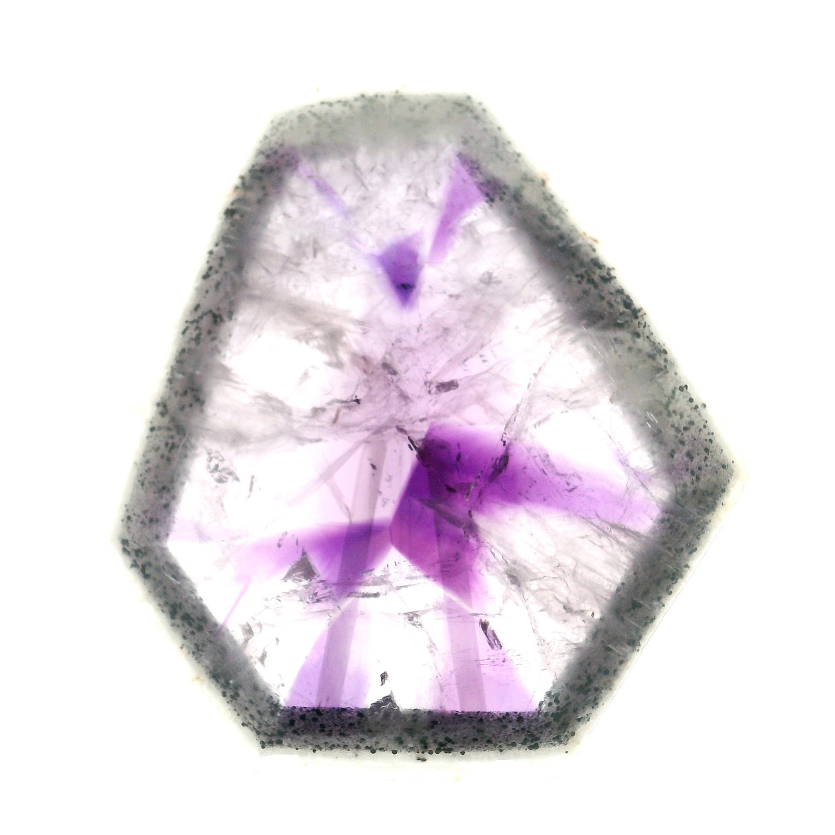 Trapiche Amethyst Crystal Slice on Lucite Stand