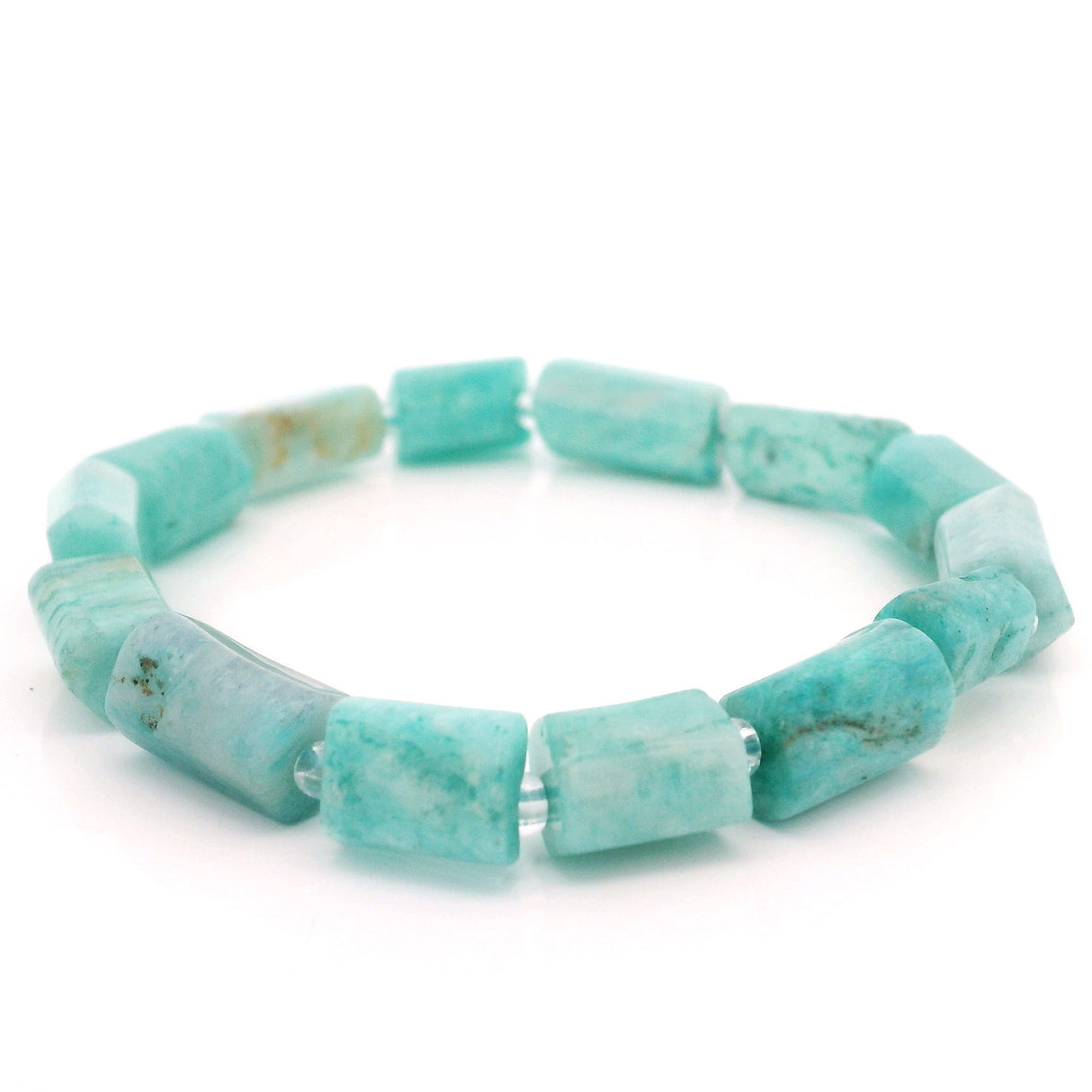 Amazonite Rectangle Beaded Bracelet with Czech Glass Spacers