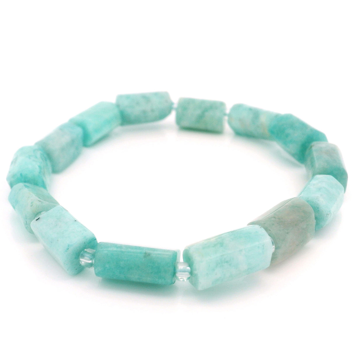 Amazonite Rectangle Beaded Bracelet with Czech Glass Spacers