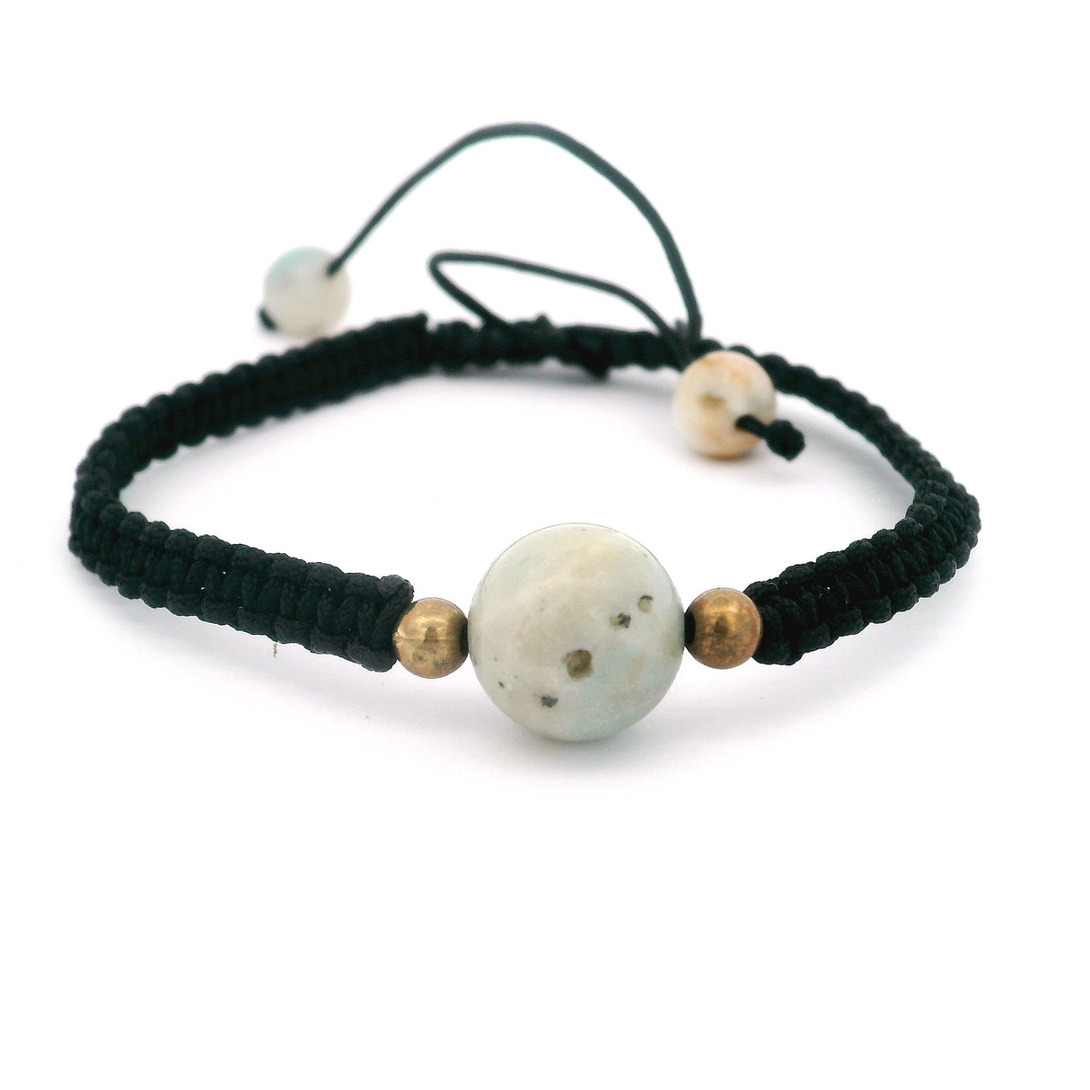 10mm Round Bead on Woven Adjustable Bracelet