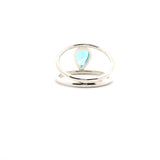 Faceted Blue Apatite Pear Ring Prong Set on Double Band in 925 Sterling Silver sz7