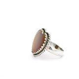 Arizona Petrified Wood Ring - Heart Cabochon With Silver Rope Bezel Edge & Sharp Scalloped Center Bezel Sz8.5
