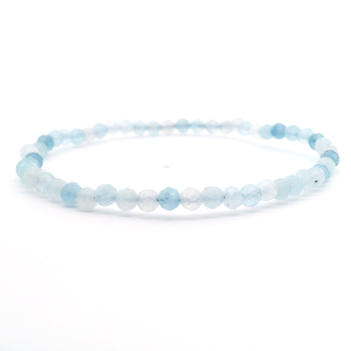 Aquamarine Beaded Bracelet 3.5mm Faceted Rounds