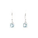 Faceted Aquamarine Dangle Earrings - Round