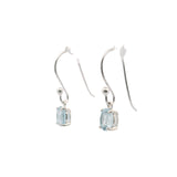 Faceted Aquamarine Dangle Earrings - Round