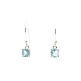 Faceted Aquamarine Dangle Earrings - Round