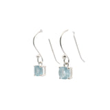Faceted Aquamarine Dangle Earrings - Round