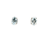 Faceted Aquamarine Round Stud Earrings Prong Set in 925 Sterling Silver