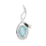 Faceted Aquamarine Oval Pendant Bezel Set in Ribbon with Included Bail in 925 Sterling Silver
