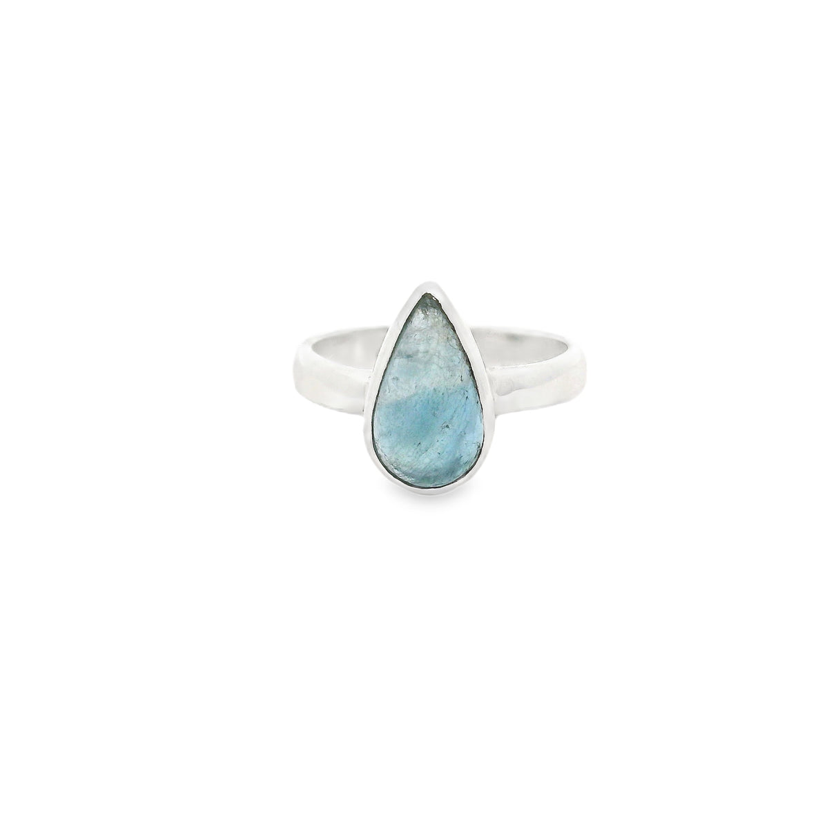 Aquamarine Ring - Simple Bezel Set Pear Sz 6