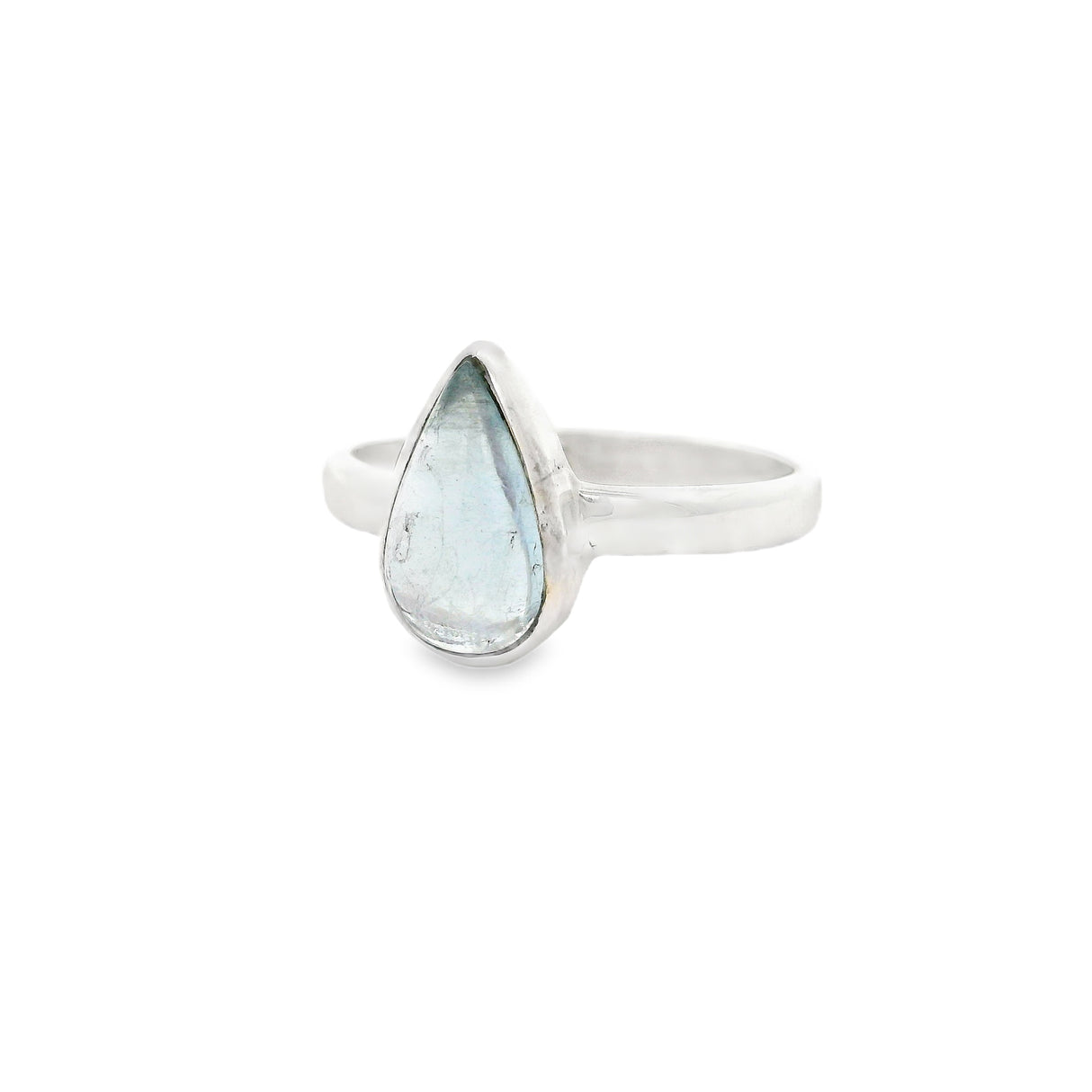 Aquamarine Ring - Simple Bezel Set Pear Sz 10.25