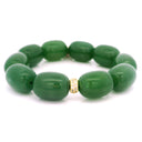 18mm Barrel Green Aventurine Beaded Bracelet with Gold Cz Accent Bead