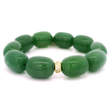 18mm Barrel Green Aventurine Beaded Bracelet with Gold Cz Accent Bead