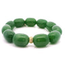 18mm Barrel Green Aventurine Beaded Bracelet with Gold Cz Accent Bead