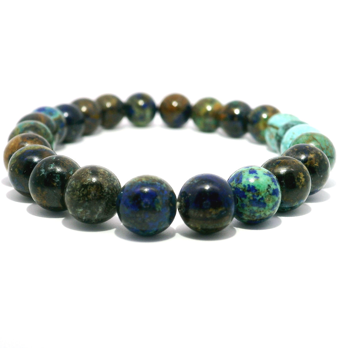Bracelet perles rondes 8mm Azurite Malachite