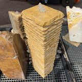 Light Travertine Chiseled Column Fountain with Corner Polish