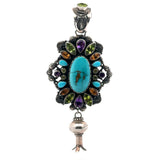 Leo Feeney Royston Turquoise Pendant With Squash Blossom, Citrine, Peridot & Amethyst
