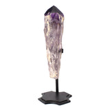 Single Bahia Amethyst Point on Custom Chopper Cross Base - Vertical with Phantoms