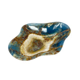 Blue Calcite Banded Freeform Dish with Deep Hues