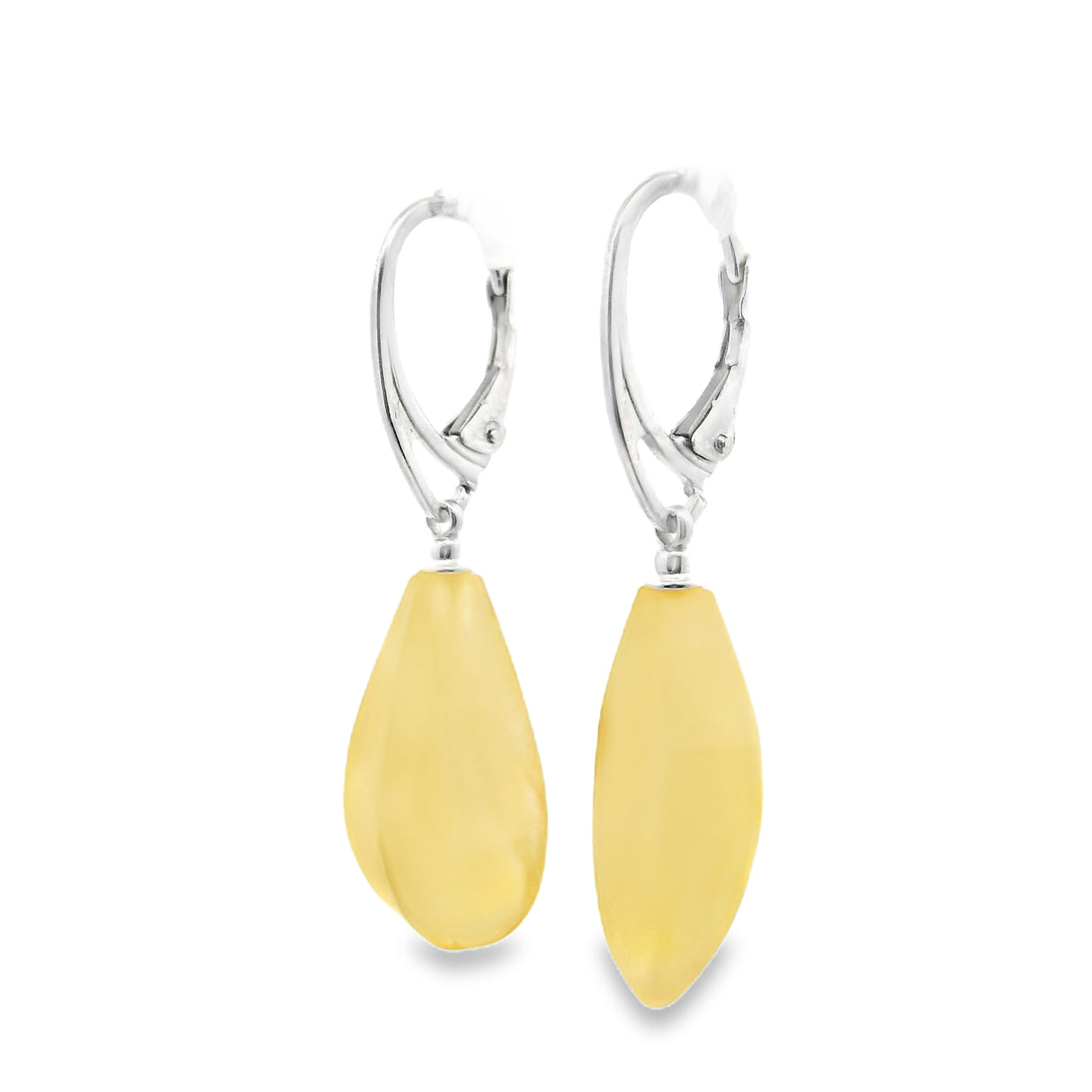 Faceted Butterscotch Amber Dangle Drop Earrings with Latchbacks in 925 Sterling Silver