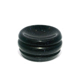 Deep navy sparkling gemstone sphere stand disc with glittering flecks and a grooved rim
