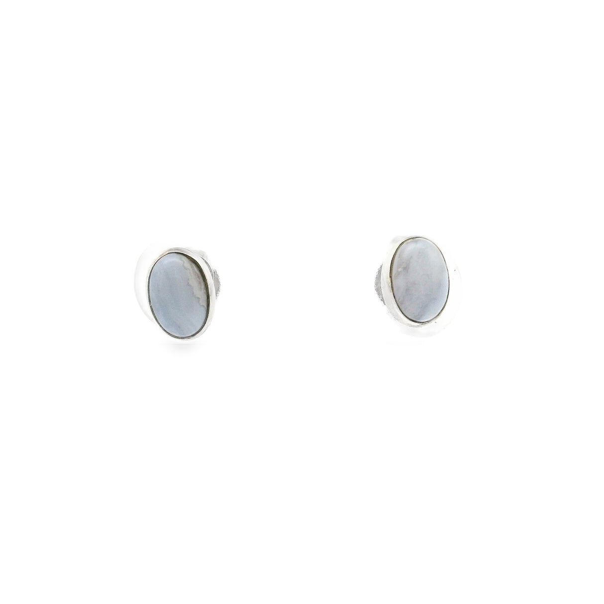 Blue Lace Agate Earring Studs -Cabachons