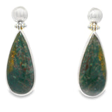 Bloodstone Cabochon Stud Dangle Earrings