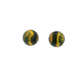 Bumblebee Jasper Stud Earrings - Round Cabochon With Simple Silver Bezel