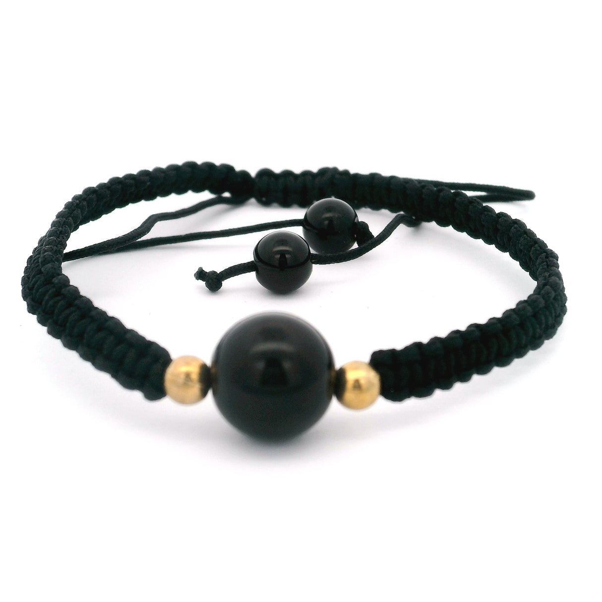10mm Round Bead on Woven Adjustable Bracelet