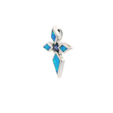 Pendentif croix en opale bleue avec iolite ronde en zircon cubique