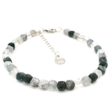 Bracelet à perles à facettes avec fermoir mousqueton et chaînette d'extension en argent sterling