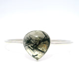 Single Black Tourmalated Quartz Cabochon Bezel Set Bangle Cuff